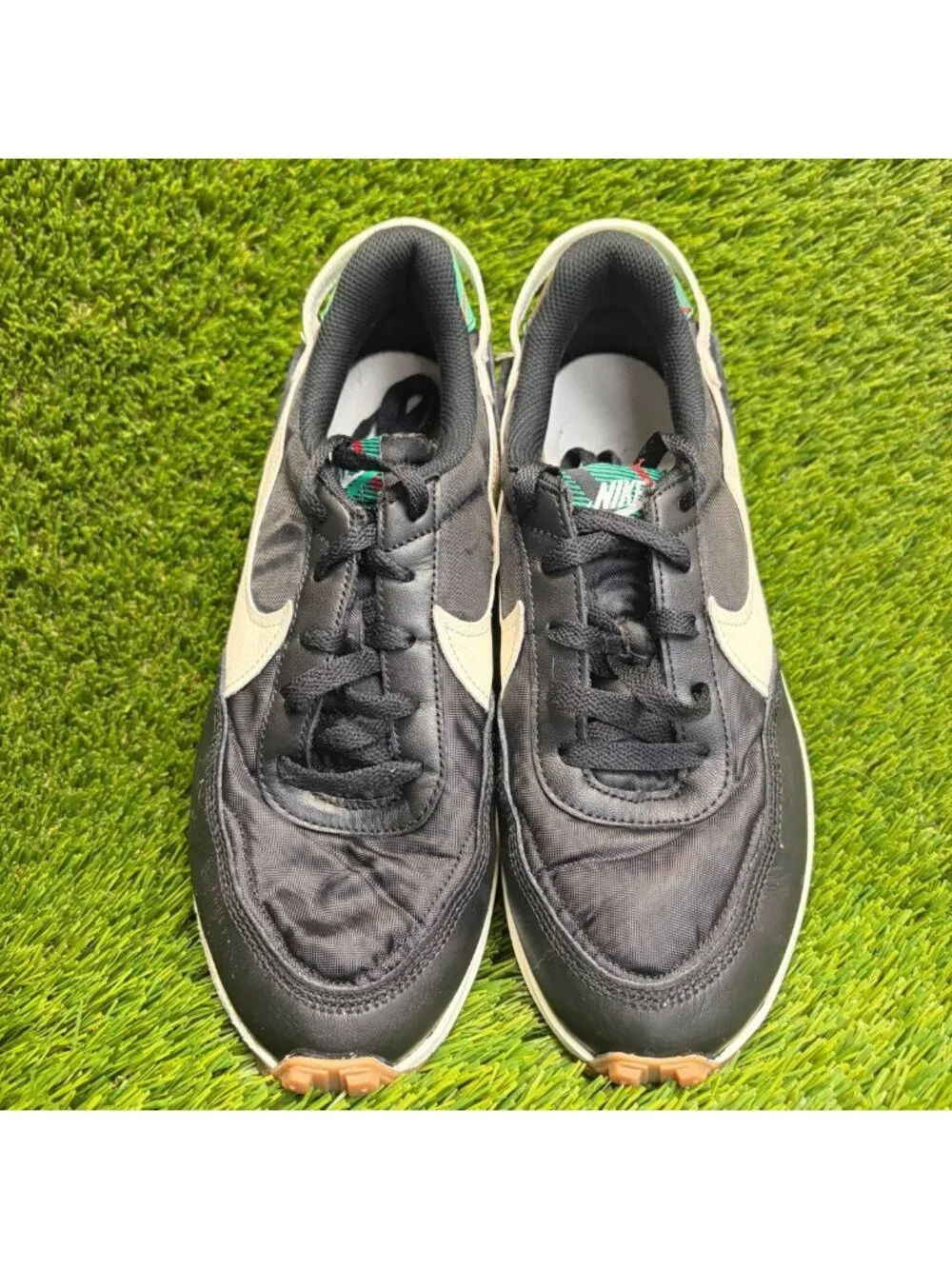 Nike Waffle Debut Premium Tartan Plaid Mens Size 8.5 Black Running Shoes Sneaker